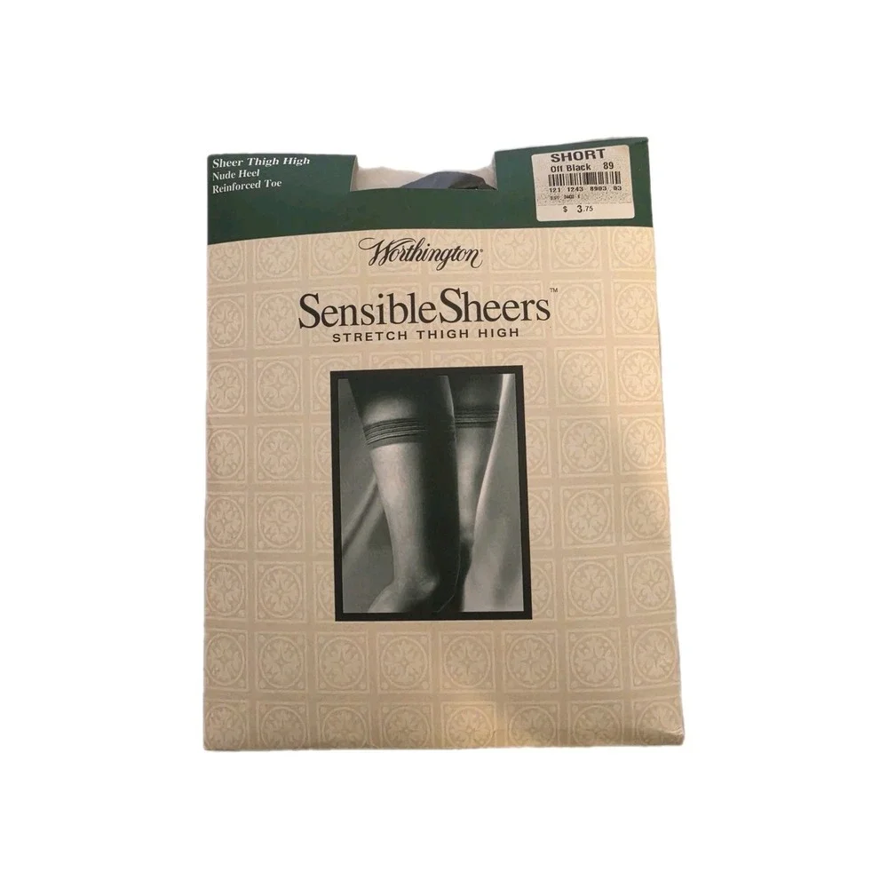 Worthington‎ Sensible Sheers Stretch Thigh High Stockings Off Blk Short